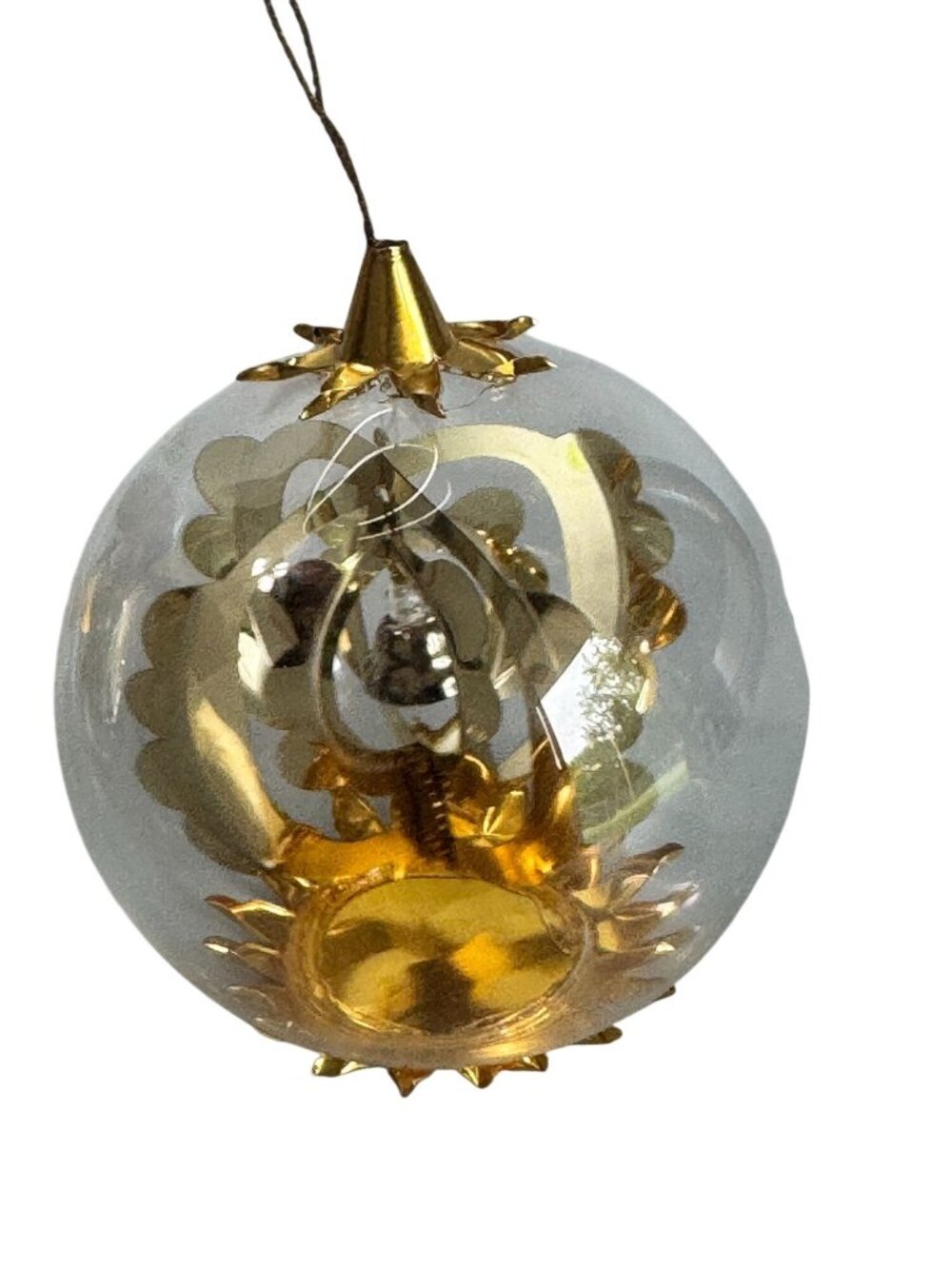 Resl Lenz Germany Glass Gyro Ornament Bell Spinner Gold Foil Globe 3 1/2" - Picture 6 of 7